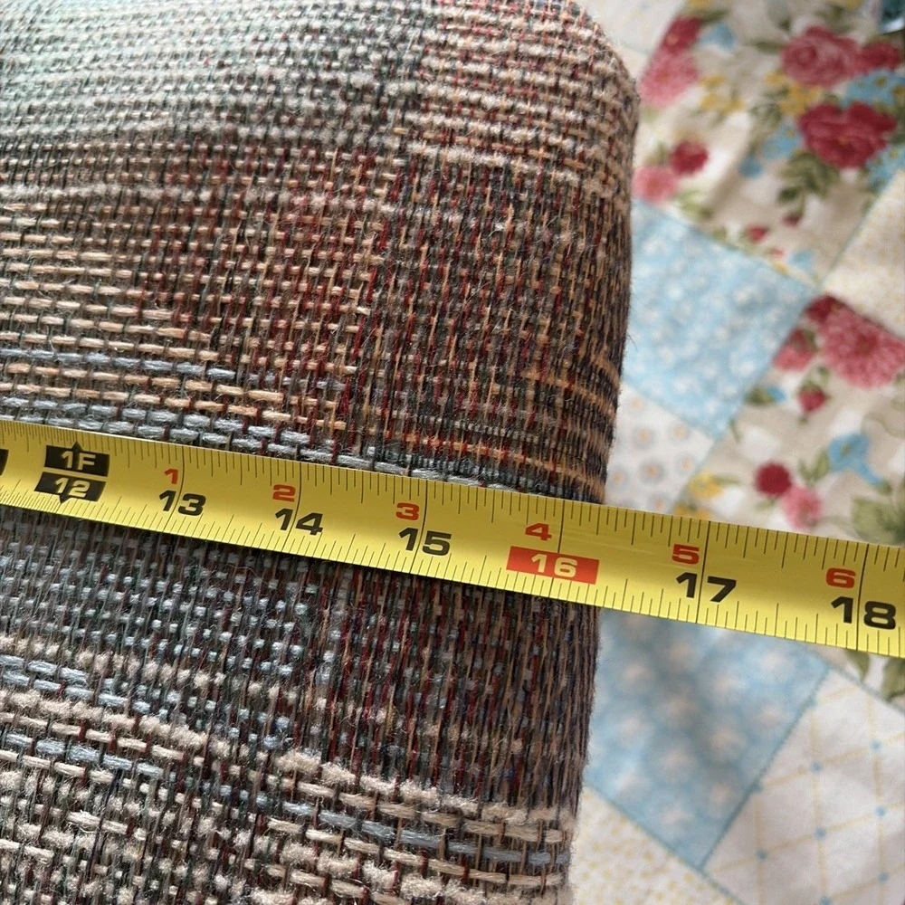 Vintage Wooden Footstool W/Floral Tapestry Upholstered Cushion Storage